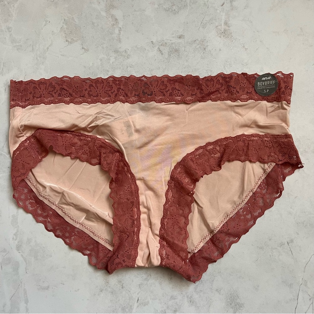 NWT Aerie Lace Peachy Boybrief Small
